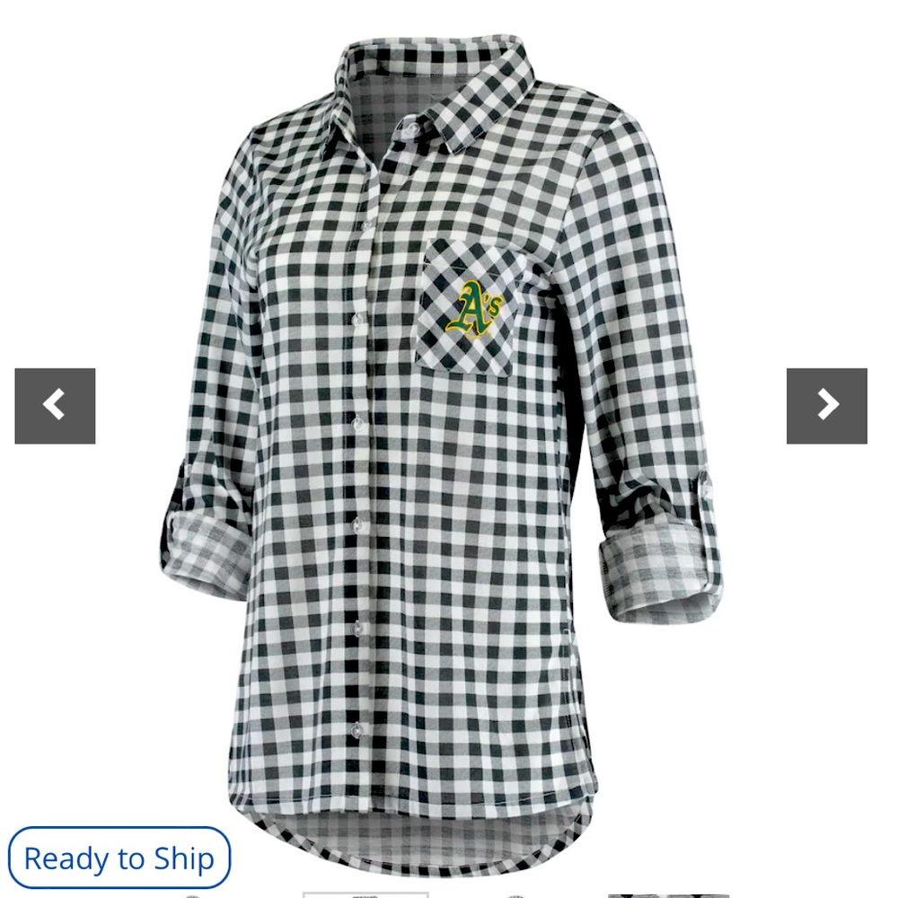 🆕 Concepts Sport Oakland Athletics Charcoal Wanderer Button-Up Nightshirt XL